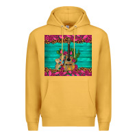 Mustard mexican guitar roses cactus sombrero Premium Hoodie - Artiststas