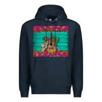 Navy mexican guitar roses cactus sombrero Premium Hoodie - Artiststas