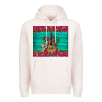 Pale Pink mexican guitar roses cactus sombrero Premium Hoodie - Artiststas