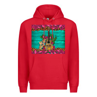 Red mexican guitar roses cactus sombrero Premium Hoodie - Artiststas