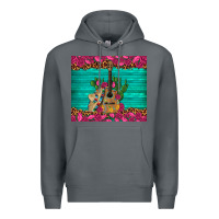 Rock mexican guitar roses cactus sombrero Premium Hoodie - Artiststas