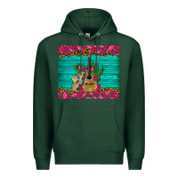 Sports Green mexican guitar roses cactus sombrero Premium Hoodie - Artiststas
