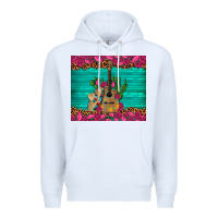 White mexican guitar roses cactus sombrero Premium Hoodie - Artiststas