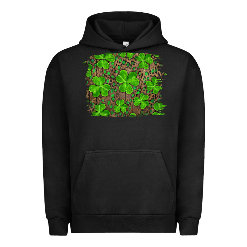 St Patrick's Day Shamrock And Leopard Distressed Background Urban Hoodie by RanaPortraitStore | Teevron