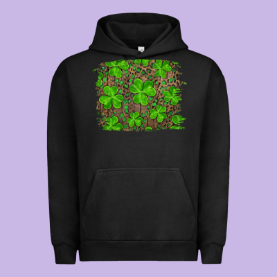 St Patrick's Day Shamrock And Leopard Distressed Background Urban Hoodie Designed By Ranaportraitstore