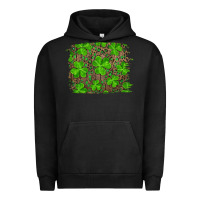 Pigment Black st patrick's day shamrock and leopard distressed background Urban Hoodie - RanaPortraitStore