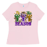 Bubblegum Pink Tis The Season Crawfish Mardi Gras Ladies Tee - FaDigitalArtStudio