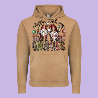 Chillin With My Gnomies Vintage Hoodie Designed By Cowhidedigitalart