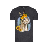 Vintage Black Sunflower Baby Donkey Vintage Tee - RanaPortraitStore