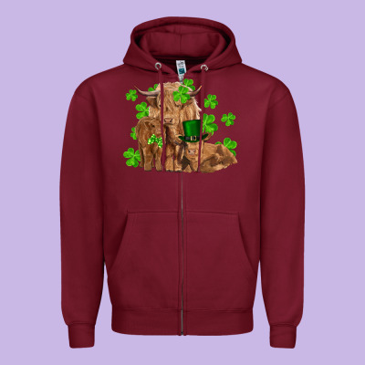 St Patrick's Day Cow Family Zipper Hoodie Designed By Ranaportraitstore
