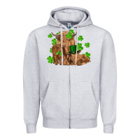 Heather Grey st patrick's day cow family Zipper Hoodie - RanaPortraitStore