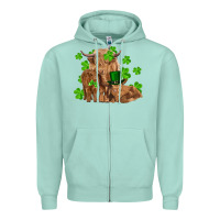 Seafoam st patrick's day cow family Zipper Hoodie - RanaPortraitStore