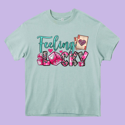 Feeling Lucky Heavy Core Tee Designed By Oliviacreatesart