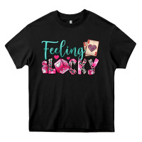 Black feeling lucky Heavy Core Tee - OliviaCreatesArt