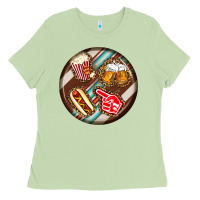 Matcha american football round earrings Ladies Tee - BundleAndBundleShop
