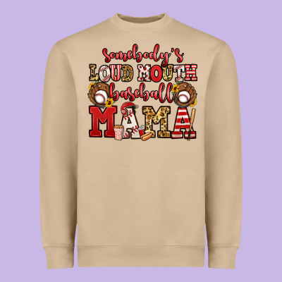 Somebody's Loud Mouth Baseball Mama Heavyweight Sweatshirt Designed By Jasminsmagicworld