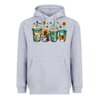 Heather Grey sunflowers coffee cups Heavyweight Hoodie - Jasminsmagicworld