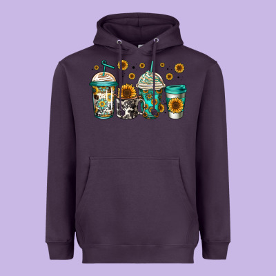 Sunflowers Coffee Cups Heavyweight Hoodie Designed By Jasminsmagicworld