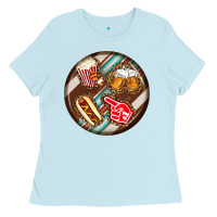 Baby Blue american football round earrings Ladies Tee - BundleAndBundleShop