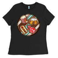 Black american football round earrings Ladies Tee - BundleAndBundleShop