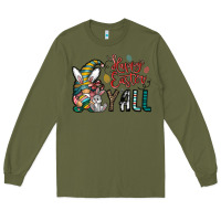 Army Green happy easter y all Long Sleeve Tee - CowhideDigitalArt
