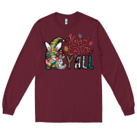 Burgundy happy easter y all Long Sleeve Tee - CowhideDigitalArt