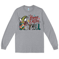 Heather Grey happy easter y all Long Sleeve Tee - CowhideDigitalArt