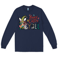 Navy happy easter y all Long Sleeve Tee - CowhideDigitalArt