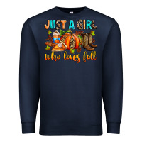 Navy Just a girl who loves Fall Premium Sweatshirt - RanaPortraitStore