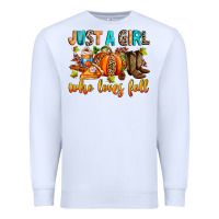 White Just a girl who loves Fall Premium Sweatshirt - RanaPortraitStore