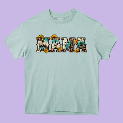 Mama Sunflower Leopard Heavy Core Tee Designed By Oliviacreatesart