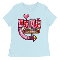 Baby Blue Valentines Day Love Vacant Ladies Tee - FaDigitalArtStudio