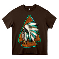 Chocolate Brown indian headdress arrowhead Heavy Core Tee - Jasminsmagicworld