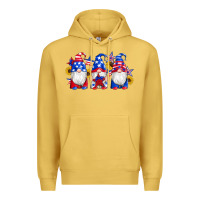 Antique Gold american flag gnomes sunflowers star Premium Hoodie - Artiststas