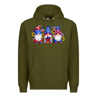 Army Green american flag gnomes sunflowers star Premium Hoodie - Artiststas