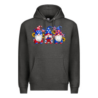 Charcoal Heather american flag gnomes sunflowers star Premium Hoodie - Artiststas