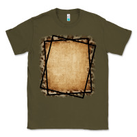 Army Green Burlap and Leopard  Black Frame Classic Tee - CowCowDesign