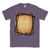 Lavender Burlap and Leopard  Black Frame Classic Tee - CowCowDesign