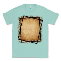 Seafoam Burlap and Leopard  Black Frame Classic Tee - CowCowDesign