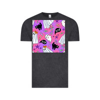 Vintage Black cute ghost halloween seamless pattern Vintage Tee - BundleAndBundleShop