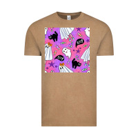 Vintage Coffee cute ghost halloween seamless pattern Vintage Tee - BundleAndBundleShop