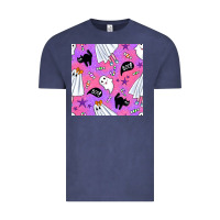 Vintage Denim cute ghost halloween seamless pattern Vintage Tee - BundleAndBundleShop