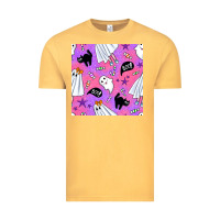 Vintage Mustard cute ghost halloween seamless pattern Vintage Tee - BundleAndBundleShop
