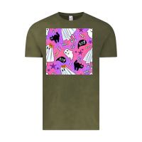 Vintage Olive cute ghost halloween seamless pattern Vintage Tee - BundleAndBundleShop