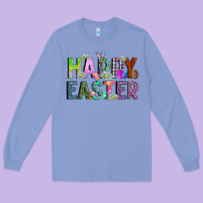Happy Easter Long Sleeve Tee Designed By Cowhidedigitalart