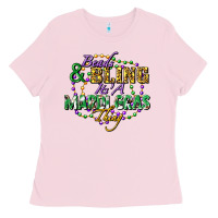 Bubblegum Pink heads and bling it's' a mardi gras thing Ladies Tee - FaDigitalArtStudio