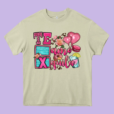 Te Amo Te Quila Heavy Core Tee Designed By Oliviacreatesart