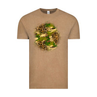 Vintage Coffee camouflage and leopard patch Vintage Tee - BundleAndBundleShop