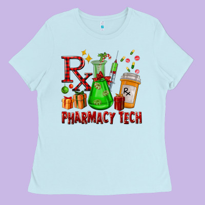 Pharmacy Tech Christmas Ladies Tee Designed By Fadigitalartstudio