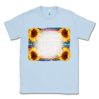 Dusty Blue Serape Bleached Sunflowers Leopard Background Classic Tee - CowCowDesign